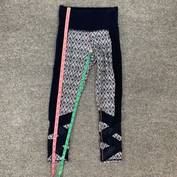 Athleta Print Mantra Capri Legging Womens XXS 2XS Navy Multi Criss Cross Mesh - Picture 7 of 15